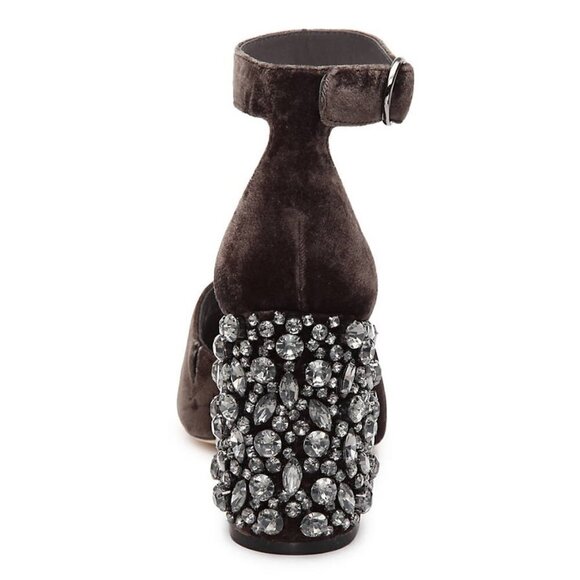 💕JOIE💕 Lafayette Velvet Heel Sandal In Coal - Picture 8 of 16